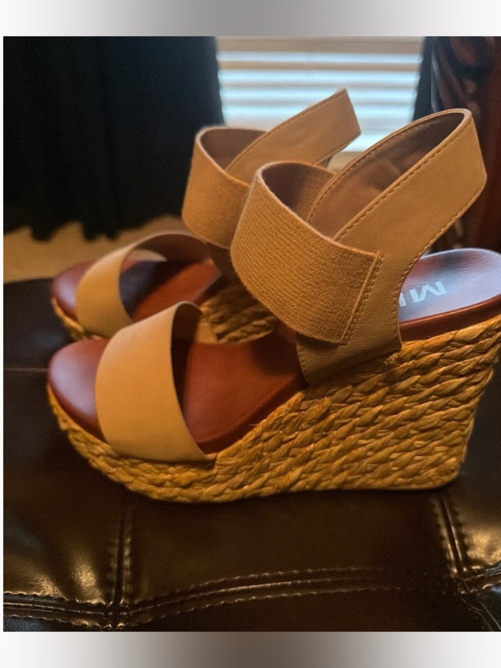Time and Tru Tan Braided Espadrille Wedge Sandals